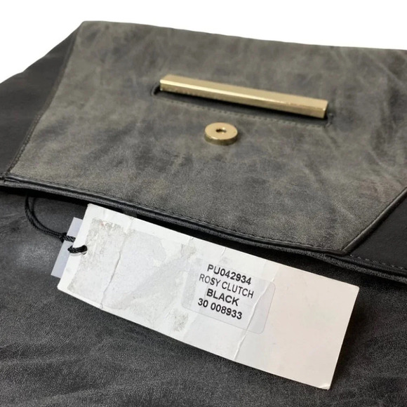 Emperia Black &  Grey Vegan Leather Envelope Clutch - Picture 9 of 10